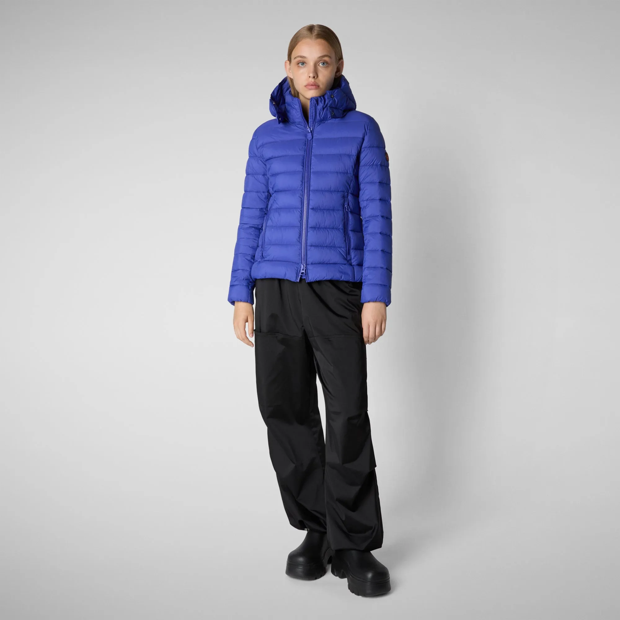 PIUMINO ANIMAL FREE CON CAPPUCCIO DONNA AMELIE BLU GENZIANA