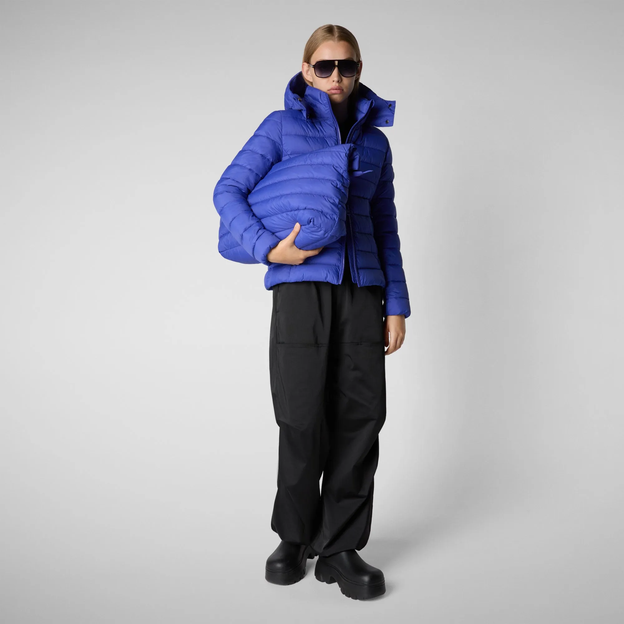 PIUMINO ANIMAL FREE CON CAPPUCCIO DONNA AMELIE BLU GENZIANA